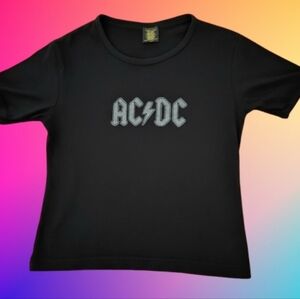 📣 Vintage Y2K 2001 AC⚡DC Concert Tour Tshirt  Silver Logo  Women's Size Med 🤩